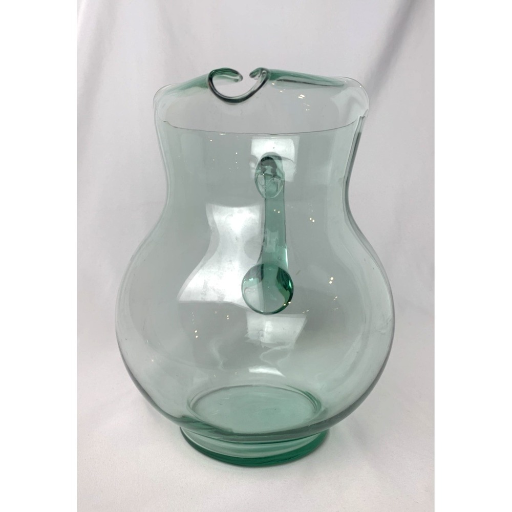 Mexican Green Glass Pitcher Rare Large Vintage Margarita - Picture 2 of 7